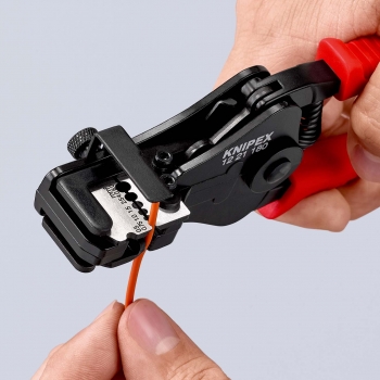 KNIPEX Abisolierzange mit Formmessern mit Kunststoff-Griffhüllen schwarz lackiert 180 mm