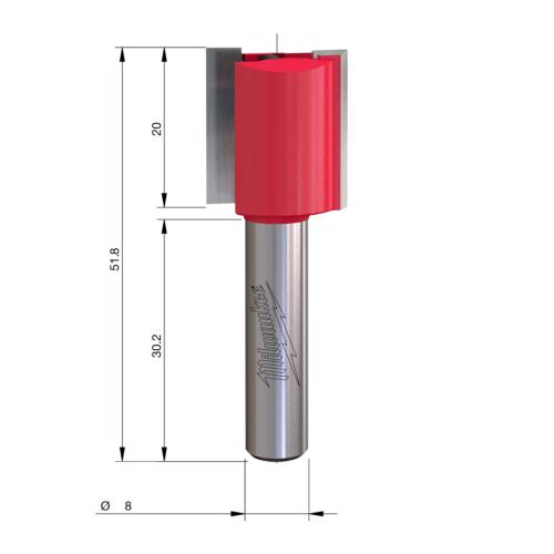 Milwaukee HM-Nutfräser S8 Ø18x50/20mm