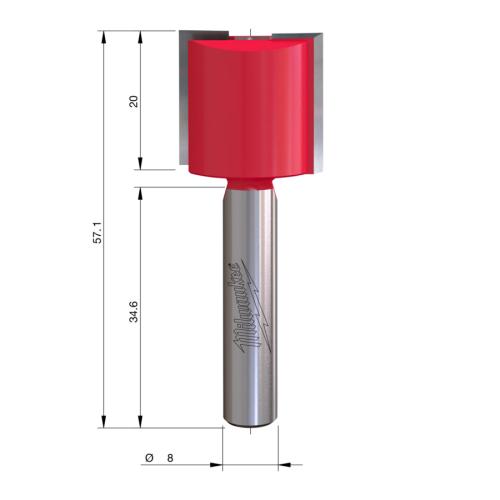 Milwaukee HM-Nutfräser S8 Ø22x57/20mm