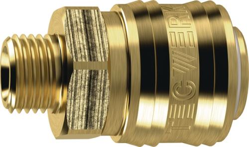 TECWERK Schnellverschlusskupplung DN 7,2, Außengewinde Messing blank Gewinde G 3/8 ″