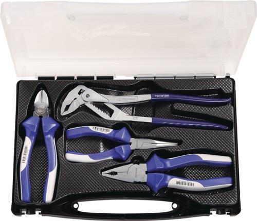 TECWERK Zangen-Satz Inhalt 4-teilig verchromt Kunststoffkoffer
