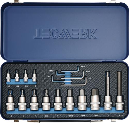 TECWERK Steckschlüssel-Satz 19-teilig 1/4 + 1/2 ″ 1,25 - 17 mm für Innen-6-kant