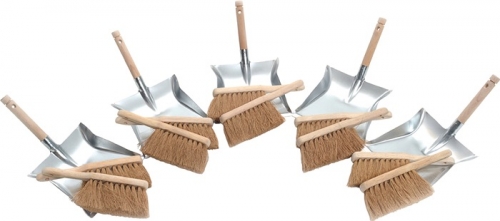 Kehrschaufelset m.Holzgr.10xKokoshandfeger 5xKehrschaufel