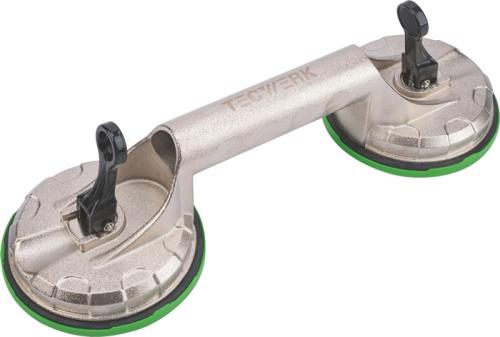 TECWERK Saugheber Tragfähigkeit 80 kg Kopf-Ø 118 mm 2 Köpfe Alu