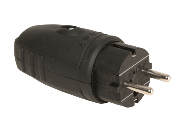 230V Gummistecker schwarz IP44 Aussenbereich