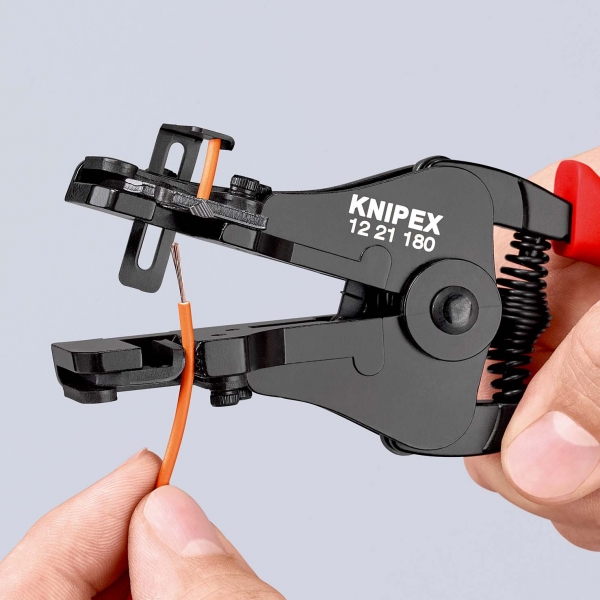 KNIPEX Abisolierzange mit Formmessern mit Kunststoff-Griffhüllen schwarz lackiert 180 mm