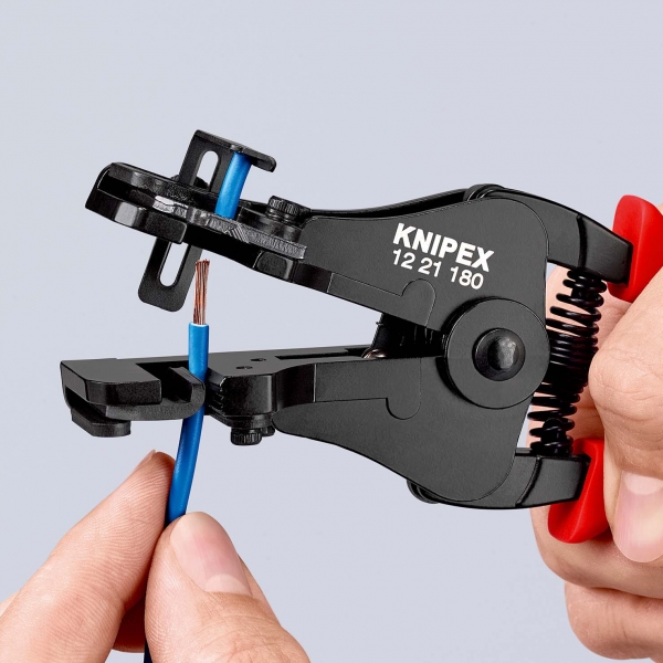 KNIPEX Abisolierzange mit Formmessern mit Kunststoff-Griffhüllen schwarz lackiert 180 mm