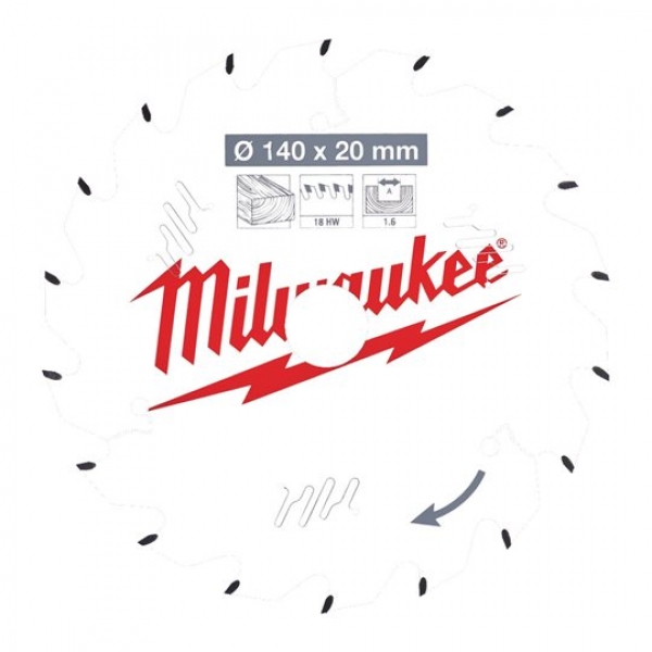 Milwaukee Kreissägeblatt 140x20x1,6mm Z18 für Akku-Handkreissägen