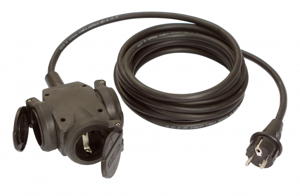 3-fach Verteilerdose mit schwerer 4.5m Gummileitung H07RN-F 3G1.5 BGI601 IP44