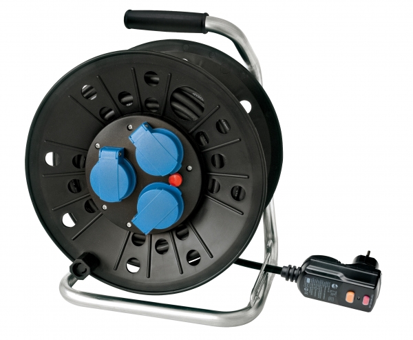 TOP-LINE Sicherheits-Kabeltrommel H07BQ-F 3G1.5 40m orangene PU-Leitung mit PRCD