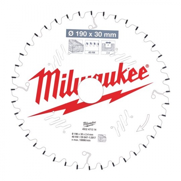 Milwaukee Kreissägeblatt 190x30x2.4mm Z40