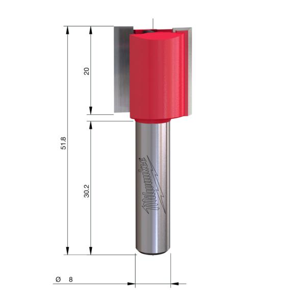 Milwaukee HM-Nutfräser S8 Ø18x50/20mm