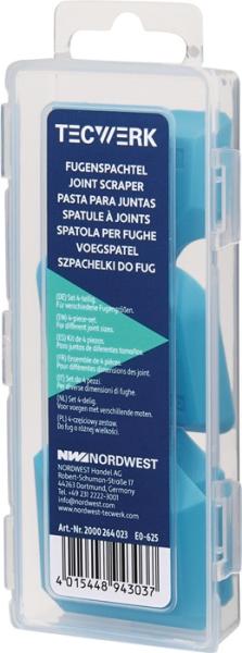 TECWERK Fugenspachtel passend für eckige und runde Fugen Kunststoff 4-teilig Set