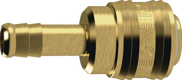 TECWERK Schnellverschlusskupplung DN 7,2, Tülle Messing blank Schlauchweite LW 6
