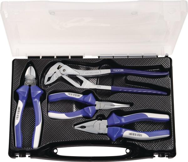 TECWERK Zangen-Satz Inhalt 4-teilig verchromt Kunststoffkoffer