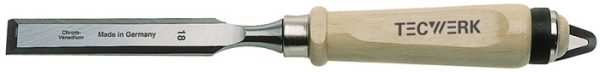 TECWERK Stechbeitel Schneidenbreite 26 mm mit Zwinge Weißbuchenheft Ulmer Form CV-Stahl