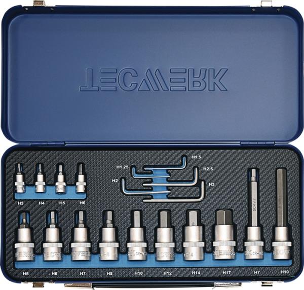 TECWERK Steckschlüssel-Satz 19-teilig 1/4 + 1/2 ″ 1,25 - 17 mm für Innen-6-kant