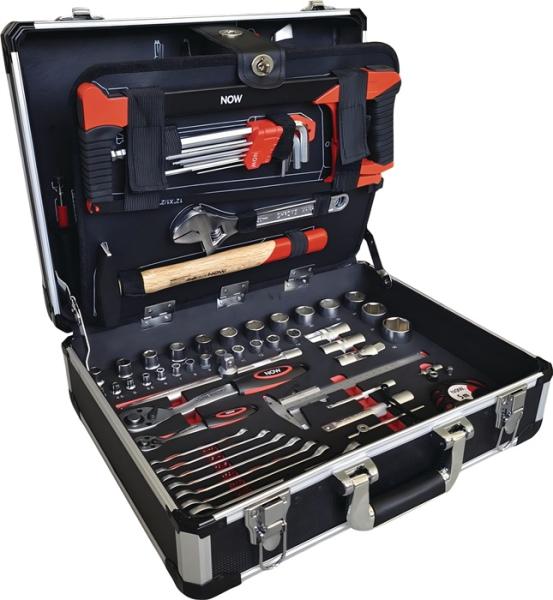 NOW Werkzeugkoffer 134-teilig im Aluminium Rahmenkoffer