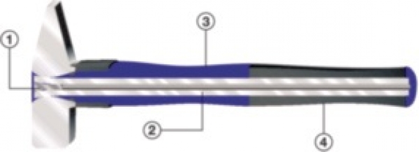 TECWERK Schlosserhammer 300g Stiel-L.300mm 3K-Stiel m.Stahlschutzhülse
