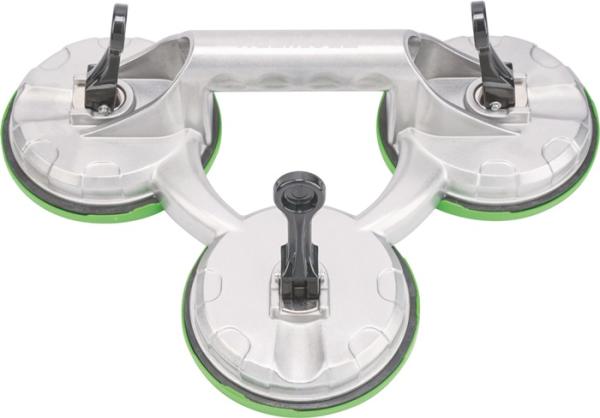 TECWERK Saugheber Tragfähigkeit 100 kg Kopf-Ø 118 mm 3 Köpfe Alu