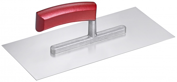 Glättekelle, gefast 280x130x0,7mm mit gebogenem Holzgriff