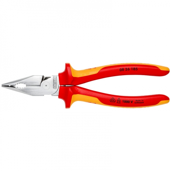 Knipex VDE Spitz-Kombizange185mm, Kopf verchromt, 2K-Griff